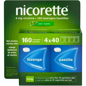 Nicorette Mint Lozenges 4mg, 160 Count - Effective Relief from Nicotine Cravings, Sucrose-Free