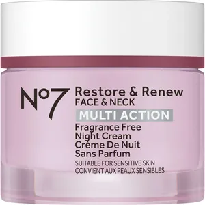 No7 Restore & Renew Fragrance Free Night Cream for Firmer, Smoother Skin & Neck, Anti-Aging Formula