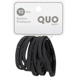 No Slip Grip Elastics - 10 Pack in Black for Effortless Hair Styling and Secure Hold