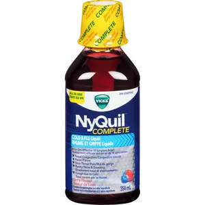 NyQuil COMPLETE Cold & Flu Relief, 354 mL, Berry Flavor - Max Strength for Cough, Fever, Congestion