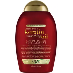 OGX Frizz-Free + Keratin Smoothing Oil Conditioner 5-in-1 for Shiny, Frizzy Hair, Tropical Scent