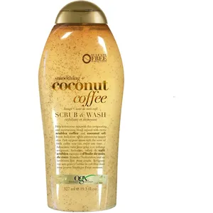 OGX Smoothing Coconut Coffee Exfoliating Body Scrub & Wash - Daily Moisturizing Body Care