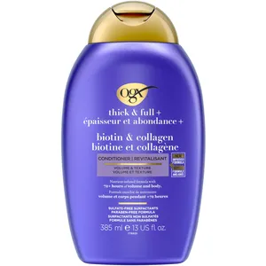 OGX Thick & Full Biotin & Collagen Conditioner 385ml - 72+ Hours Volume & Body, Healthy Hair