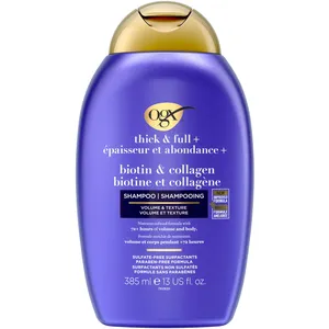 OGX Thick & Full Biotin & Collagen Shampoo, 385ml for 72+ Hours Volume & Body, Healthy Hair