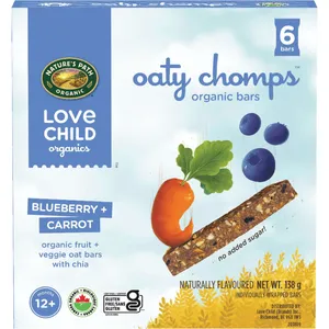 Oaty Chomps Blueberry + Carrot Snack Bar - Organic, Vegan, Gluten-Free Snack for Kids