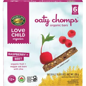 Oaty Chomps Raspberry + Beet Snack Bar – Organic, Vegan, Gluten-Free, No Added Sugar, 12+ Months