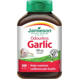 Odourless Garlic 500 mg Softgels for Immune Support & Cardiovascular Health - No Aftertaste