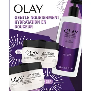 Olay Age Defy Holiday Pack, 3pc Skincare Gift Set - Cleanser, Daily Moisturizer, Night Cream