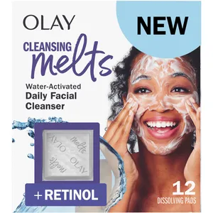 Olay Cleansing Melts + Retinol Face Cleanser, 12ct - Water-Activated Microbubble Lather