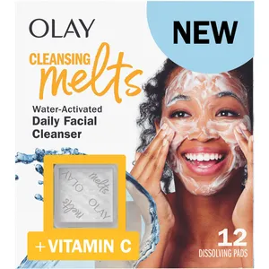 Olay Cleansing Melts + Vitamin C Face Cleanser, 12ct - 3-in-1 Water-Activated Skin Care