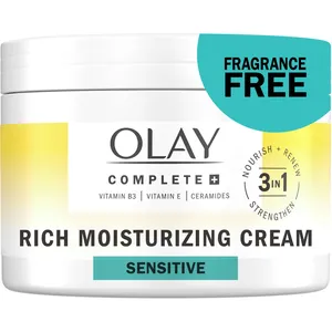 Olay Complete+ Rich Moisturizing Cream Fragrance-Free, 3-in-1 Hydrating Face Cream for Dry Skin