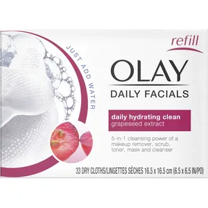 Olay Daily Facials Hydrating Cleansing Cloths â€“ 30 Count, Gentle Makeup Remover & Cleanser