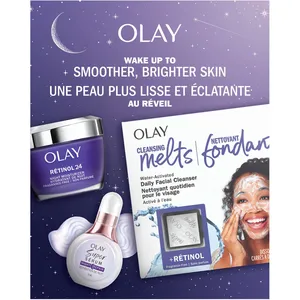 Olay Retinol Night Routine Holiday Pack, 3pc Skincare Gift Set with Cleanser, Night Serum, Moisturizer