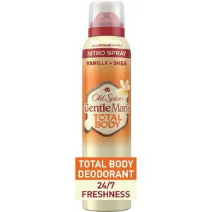 Old Spice Total Body Deodorant Spray Vanilla + Shea, Aluminum Free, 24/7 Freshness, Dermatologist Tested
