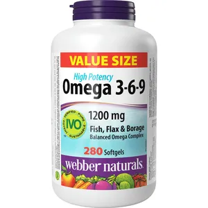 Omega 3-6-9 High Potency Fish, Flax & Borage 1200 mg for Heart & Brain Health