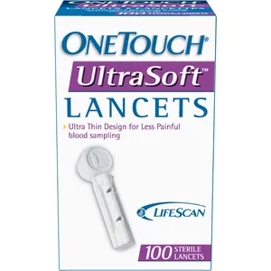 OneTouch UltraSoft Lancets - 100 Count - Ultra Thin Design for Less Painful Blood Sampling