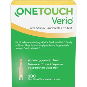 OneTouch Verio Test Strips 100 Count - Accurate Blood Glucose Testing with SmartScan Technology