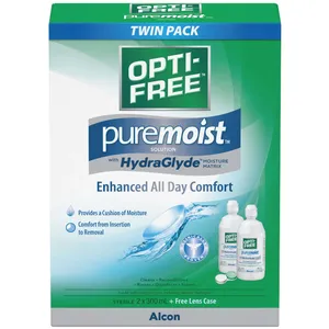 Opti-Free Pure Moist Contact Lens Solution 2x300ml for Hydration and Comfort