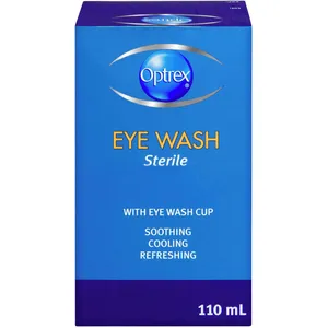 Optrex Sterile Eye Wash 110 mL - Soothes Tired Eyes, Refreshing Relief from Irritation & Fatigue