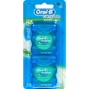 Oral-B Complete SatinFloss Dental Floss, Mint Flavor, 50M, Pack of 2 for Effective Plaque Removal