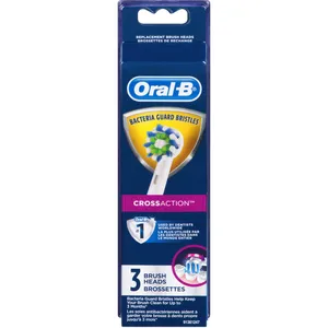 Oral-B CrossAction Electric Toothbrush Replacement Brush Heads, 3 Count - Advanced Plaque Removal