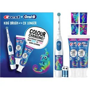 Oral-B Kids Electric Toothbrush & Color Changing Toothpaste Set for Ages 3+, Bubble Gum Flavor
