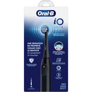Oral-B iO Series 2 Electric Toothbrush, Night Black - Gentle Care Brush Head, 3 Modes