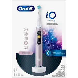 Oral-B iO Series 8 Electric Toothbrush, Rose Quartz - Smart Pressure Sensor & AI Recognition