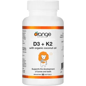 Orange Naturals D3 + K2 90 Softgels for Bone & Teeth Health - Vitamin D3 1000 IU, K2 120 mcg