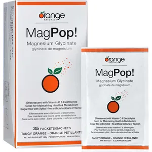 Orange Naturals MagPop! Effervescent Drink - Orange Flavor, 5.2g Packets for Health & Metabolism