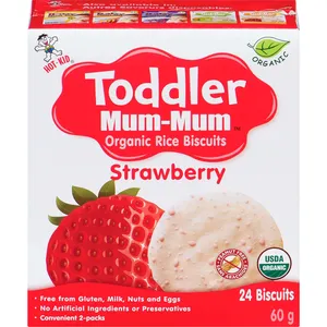 Organic Strawberry Toddler Mum Mum Snacks - Gluten, Egg & Peanut Free, Low Sugar Alternative