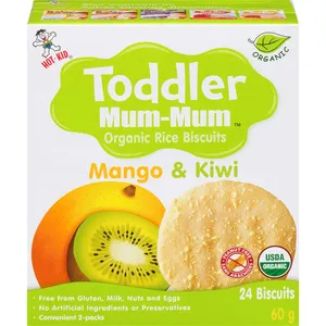 Organic Toddler Mum-mum Snacks - Mango & Kiwi Flavor, Gluten-Free, No Added Sugars, Healthy Treats