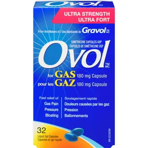 Ovol Ultra Strength Anti-Gas Liquid Gel - Taste-Free Softgels for Gas Pain, Pressure, Bloating