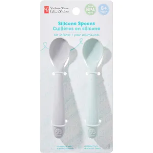 PC Silicone Spoons for Infants - Soft, Non-Toxic, BPA-Free, 2-Pack for Self-Feeding - Ages 6+ Months