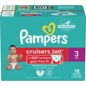 Pampers Cruisers 360 Diapers Size 3 - Best Fit, Leakproof, Hypoallergenic for Active Babies