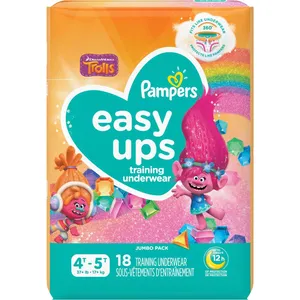 Pampers Easy Ups Girls Training Underwear Size 6 4T-5T with Trolls Design and Leak Protection