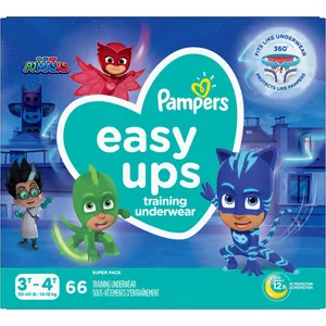 Pampers Easy Ups Training Underwear Boys Size 5 3T-4T 66 Count – PJ Masks Fun & Comfort