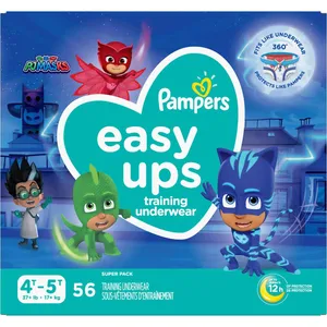 Pampers Easy Ups Training Underwear Boys Size 6 4T-5T 56 Count – PJ Masks Fun & Comfort