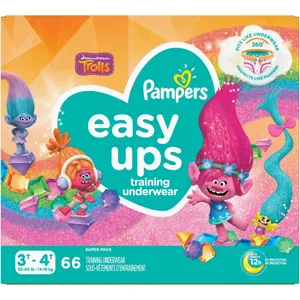 Pampers Easy Ups Training Underwear Girls Size 5 3T-4T 66 Count with Extra Absorb Channels