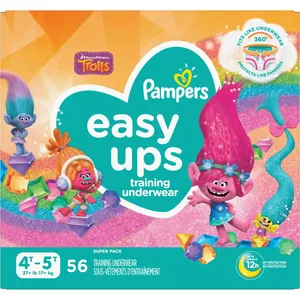 Pampers Easy Ups Training Underwear Girls Size 6 4T-5T 56 Count with Trolls Designs