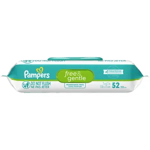 Pampers Free & Gentle 100% Plant-Based Baby Wipes - Hypoallergenic, Fragrance-Free, 1 Pack