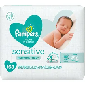 Pampers Sensitive Baby Wipes 168 Count - Perfume Free, Clinically Proven Gentle Skin Protection