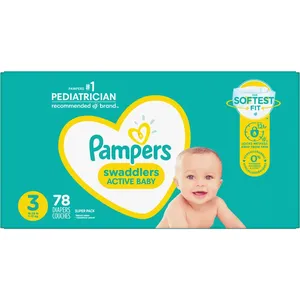 Pampers Swaddlers Active Baby Diaper Size 3 - 78 Count, Softest and Most Absorbent for Your Baby