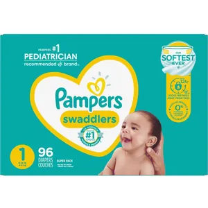 Pampers Swaddlers Diapers Size 1 96 Count - Softest, Hypoallergenic, and Pediatrician Recommended