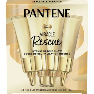 Pantene Miracle Intense Rescue Shots for Dry Hair Treatment â€“ 4 Count, 15 mL Each, Deep Repair