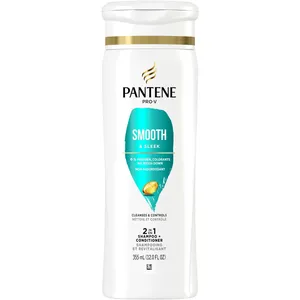 Pantene PRO-V Smooth & Sleek 2-in-1 Shampoo and Conditioner, 12oz - Long Lasting Frizz Control