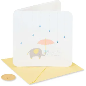 Papyrus Baby Shower Card - Abundance of Good Wishes with Adorable Elephant Design