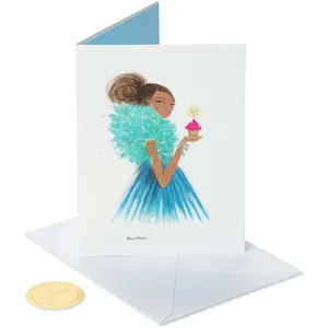 Papyrus Birthday Card for Her - Fashionable Lady, Gold Foil, Glitter, 4.125 x 5.5 inches
