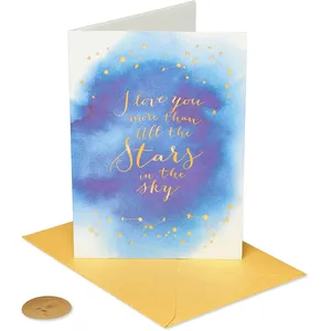 Papyrus Romantic Anniversary Card - Celestial Design, Shimmering Foil & Gems, 5x7 Inches