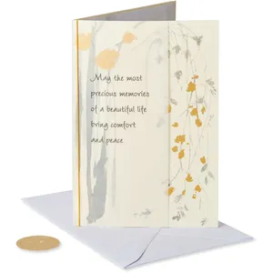 Papyrus Sympathy Card with Floral Design, Gold Foil Accents, 6.875 x 4.625 Inches